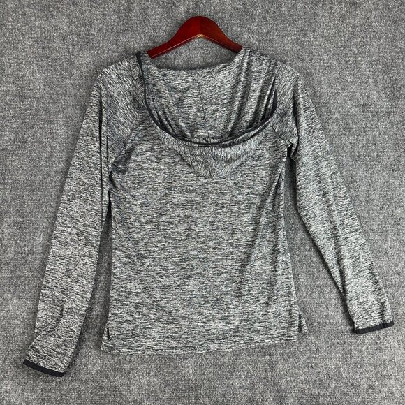 Under Armour Hoodie Womens Small Tech Long Sleeve Henley Gray V Neck Pullover - Picture 6 of 7